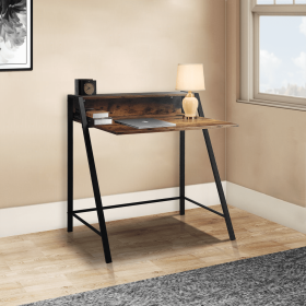 Vintage Computer Desk, Brown, 33.4"x19.7"x35.4"