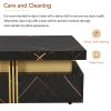 Modern Black Square Storage Coffee Table With 4 Drawers