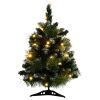 Artificial Christmas Tree with Stand and LEDs Green 2 ft PVC
