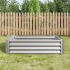 Metal Raised Garden Bed, Rectangle Raised Planter 4×2×1ft for Flowers Plants, Vegetables Herb Veezyo Silver