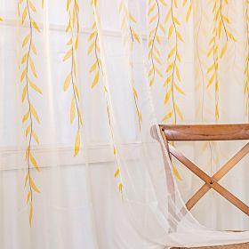 Inverted Willow Wicker Offset Printing Curtains Printing Window Screens Living Room Balcony Window Screens (Option: Yellow-W39.3inch x L78.7inch)