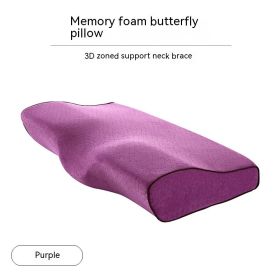 Memory Cotton Slow Rebound Butterfly Shaped Pillow Cervical Health Care (Option: Velvet Purple-50x30x10x6cm with lining)