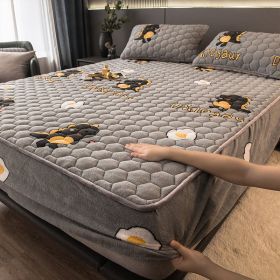 Crystal Pile Clip Cotton Bed Bonnet Thickened Coral Pile Bed Cover In Autumn And Winter (Option: Cotton clip. Godzilla-Pillowcase pair)