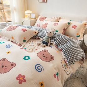 Winter Milk Four-piece Set Thickened Coral Velvet Double-sided (Option: Benben Bear meter-150x200cm)