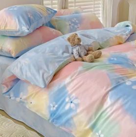 Simple Gradient Color Bed Four Sets Of Cotton Pure (Option: Rainbow-Flat Sheet-1.2m)