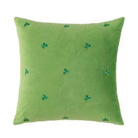 Big Four-Leaf Clover Velvet Pillow Cover (Option: Grass Green-45x45cm)