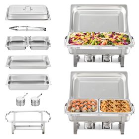 VEVOR 4-Pack Rectangle Chafing Dish Set with Full-Size 8Qt Pan Frame Fuel Holder (Pack: 2-Pack)