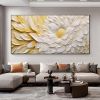 Hand Painted Oil Painting Original Blooming Flower Oil Painting on Canvas Abstract White Floral Painting Modern Living room Wall Decor