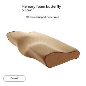 Memory Cotton Slow Rebound Butterfly Shaped Pillow Cervical Health Care (Option: Velvet camel-62x34x12x6cm with lining)