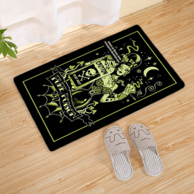 Halloween Flannel Floor Mat Bathroom Toilet Door Non-slop Mats Skull Absorbent Printing Floor Mat (Option: Halloween 210019-45x75)