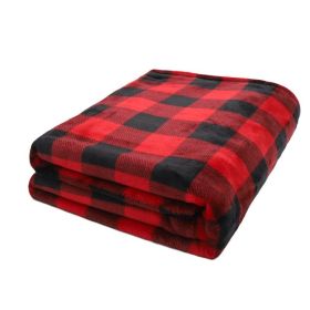 Flannel Double-sided Classic Red And Black Plaid Casual Blanket (Option: Red And Black Plaid-180X200cm)