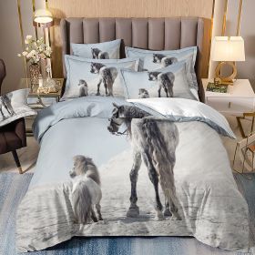 Horse Series 3D Digital Printing Bed Three-piece Set (Option: 0059 31-US Full)