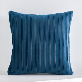 Netherlands Velvet Striped Pleated Cushion Cushion (Option: Midnight blue-50x50cm)